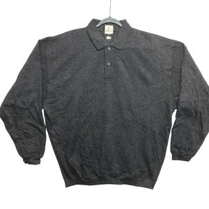 Vintage Ashworth Polo Sweater Mens Large Charcoal Gray Long Sleeve Ribbed Knit